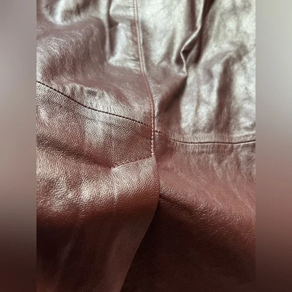 NEW COACH Espresso Lamb Leather Mahogany Snap Front Slit Midi Belt Skirt sz 0 - Picture 15 of 15